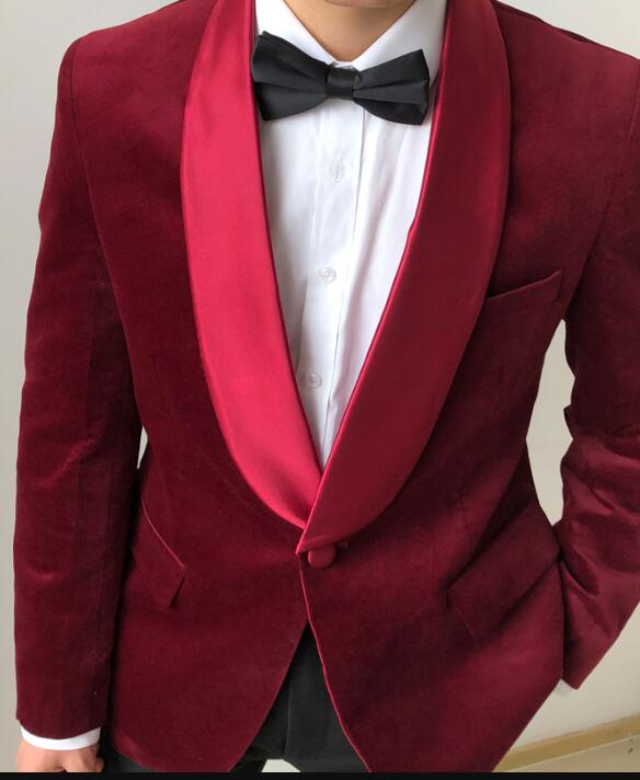 Classyby Shawl Lapel Burgundy Men Prom Suits 2020 Tuxedos 2 Pieces CB6 ...
