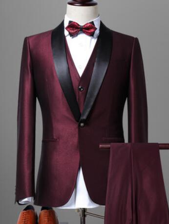 ClassyBy Dark Purple Shawl Lapel &Black Wedding Tuxedo for Men ,Prom D ...