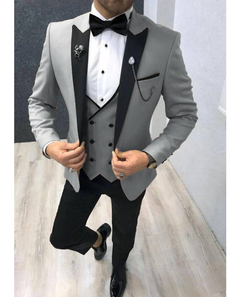 Elegant Pink/Black Tuxedos for Wedding Mens Dress Prom Suits 2020 3 Pi ...