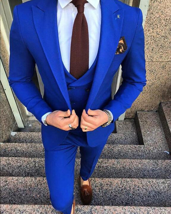 Classy 3 Pieces Suits Royal Blue Suit for Wedding Groom Wear Trajes De ...