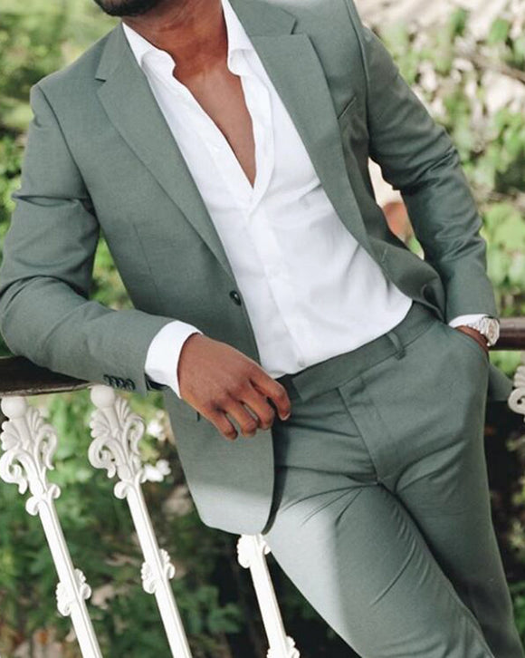 New Dusty Green Blazer Suits For Men Casual Suits Summer Men Outfits 2 Classbydress