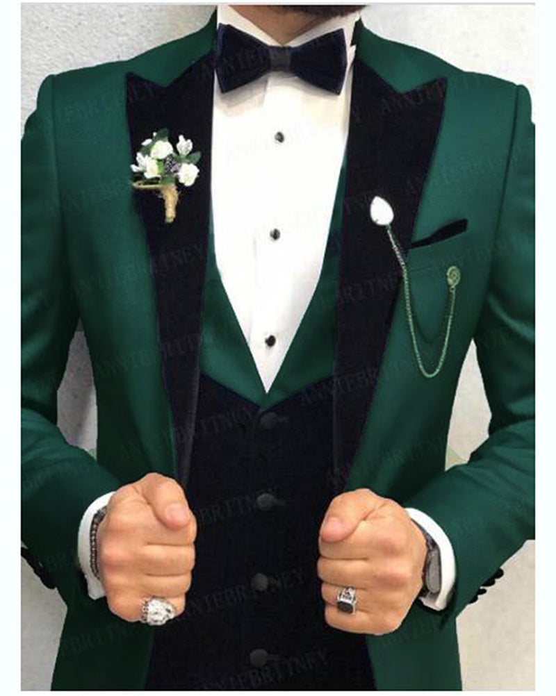 Dark Green Tuxedo3 Pieces Mens Prom Suits Wedding Suits For Men Peak Classbydress