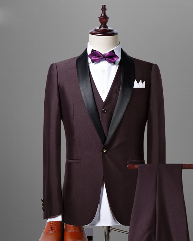 Slimt Fit Solid Color Dark Maroon Wedding Tuxedos for Men