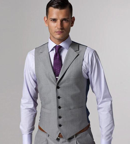 Grey Suit Men 2022 3 Pieces Groom Wedding Tuxedos Suits （Jacket Pant V ...