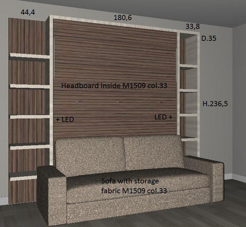 3D image of customer order - Slumbersofa Classic with shelving