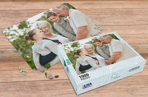 1000 piece custom photo puzzle grandparents with grandchildren - MakeYourPuzzles