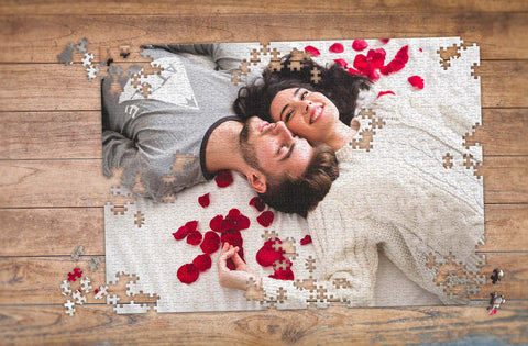 Couple on a bed of roses custom 100 piece puzzle | MakeYourPuzzles