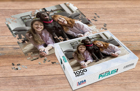 Custom Photo Puzzle of two girls and dog picture | MakeYourPuzzles