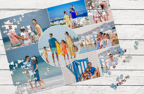 1000 Piece Collage Photo Puzzle Family Beach by MakeYourPuzzles