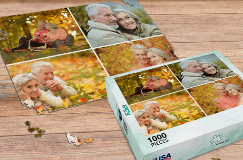 1000 Piece Collage Photo Puzzle with older couple - MakeYourPuzzles