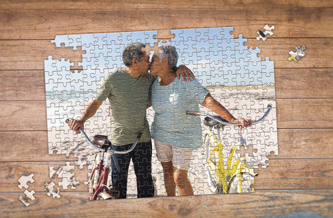 Picture Puzzle of elderly couple at beach | Premium Custom Photo Puzzles by MakeYourPuzzles