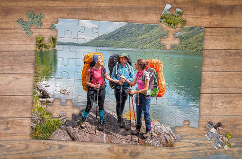 3 friends hiking custom photo puzzle | MakeYourPuzzles