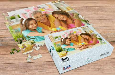 grandma with her two grandkids personalized puzzles 500 pieces | MakeYourPuzzles