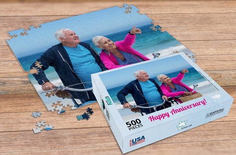 500 Piece Custom Puzzle couple at beach - how long should a 500-piece puzzle take - MakeYourPuzzles