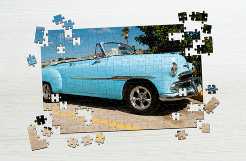 Blue car puzzle for grandparents