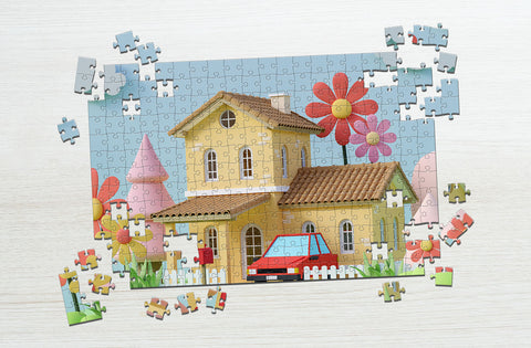 Cartoon house puzzle for 2-year-olds