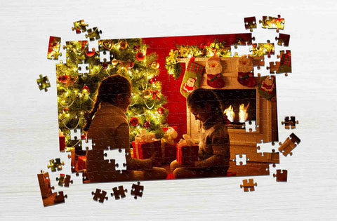 Christmas photo with kids made into a personalized jigsaw puzzle | MakeYourPuzzles