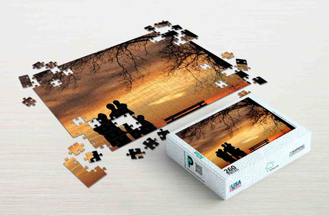 Family silhouette under the tree -  260-piece custom picture puzzles package