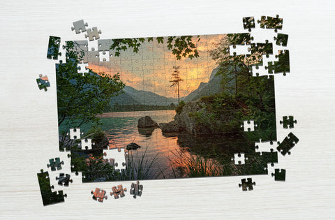 Sunset view in a lake cool puzzle