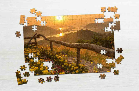 Sunset view on mountains cool jigsaw puzzles