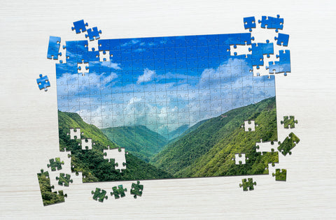 Mountain top view puzzle for 6-year-olds