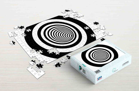 Black and white tunnel illusion 260-piece challenging brain teasers puzzle package