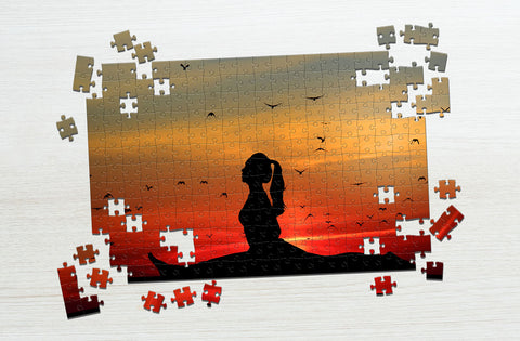 Sunset and silhouette puzzle