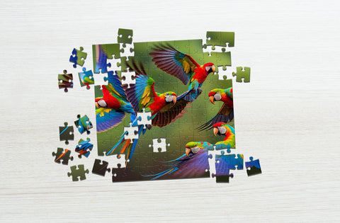 Flying colorful birds puzzle