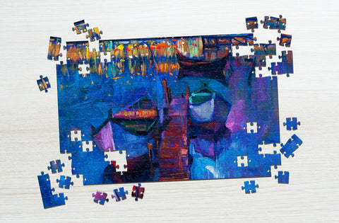 Boat in the city art puzzle