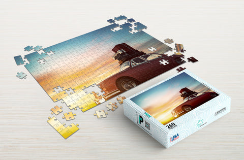 Luggage on top of a car 260-piece car puzzle