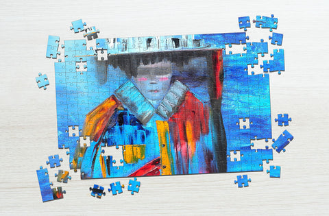 Man wearing city hat art puzzle