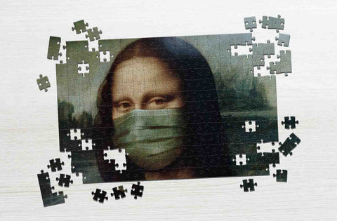 Monalisa wearing face mask funny puzzles for adult
