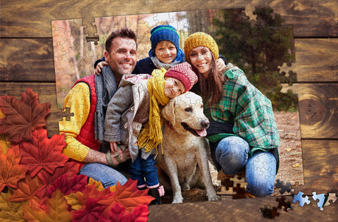 family with their dog custom photo puzzle | MakeYourPuzzles