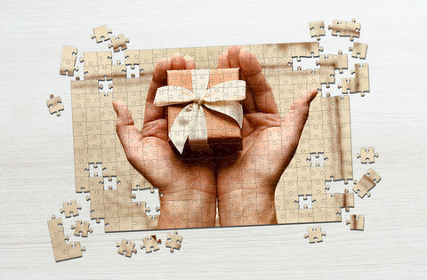 Holding gift thanksgiving puzzle gifts