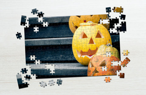 pumpkin on stairs Halloween jigsaw puzzle
