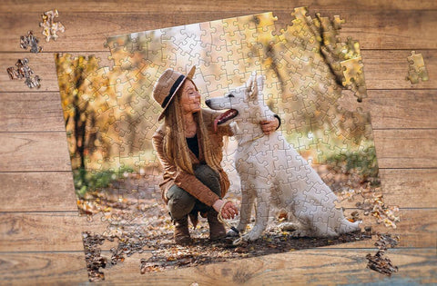 260 Piece Picture Puzzle women with dog | MakeYourPuzzles