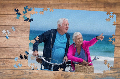 500 Piece Custom Photo Puzzle older couple at beach | MakeYourPuzzles