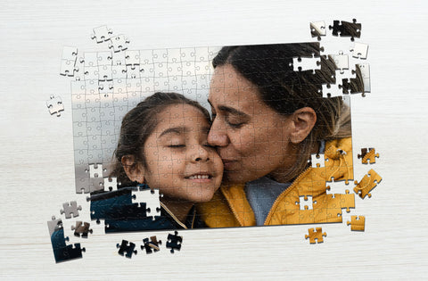 Photo Puzzle Mother kissing her daughter with custom puzzle box | MakeYourPuzzles