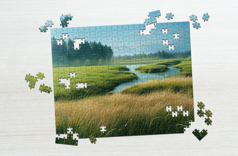 Peaceful green field and blue sky puzzle