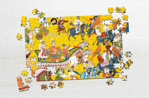 King Dasaratha and His Retinue Proceed to Rama's Wedding artistic puzzle