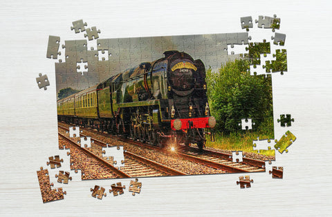 Old green train puzzle