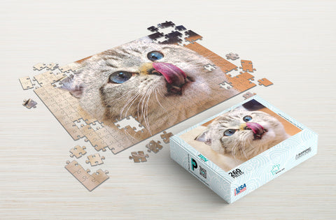 Tongue out 260-piece cat puzzle package