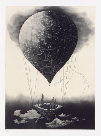 Fumiko Takeda - 武田 史子 - Wandering Stars - 彷徨う星 - intaglio - etching aquatint - hot air balloon