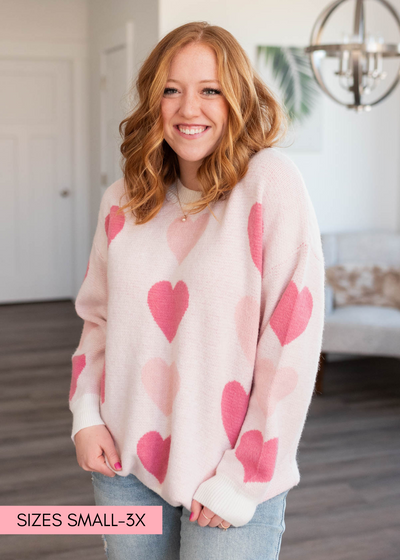 Jaylie Red Heart Sweater AndTheWhy – My Sister's Closet