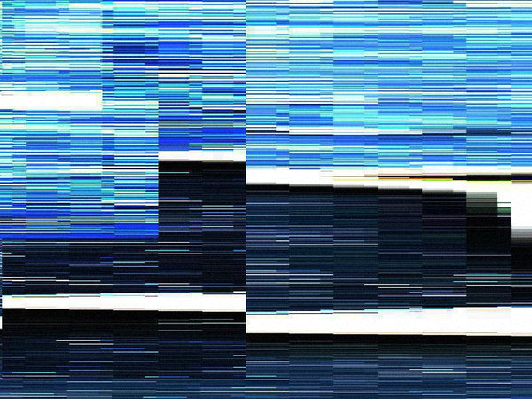 Blue, white, black glitch