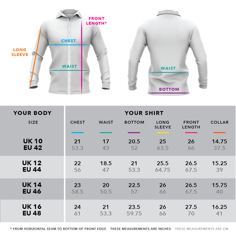DressCode Shirts womens shirts size guide