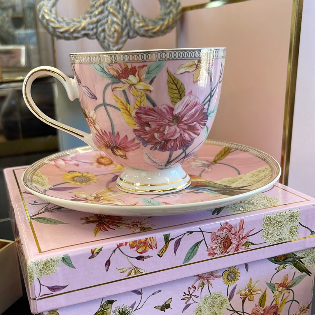 Floral Cup and Saucer Chintz - Primrose