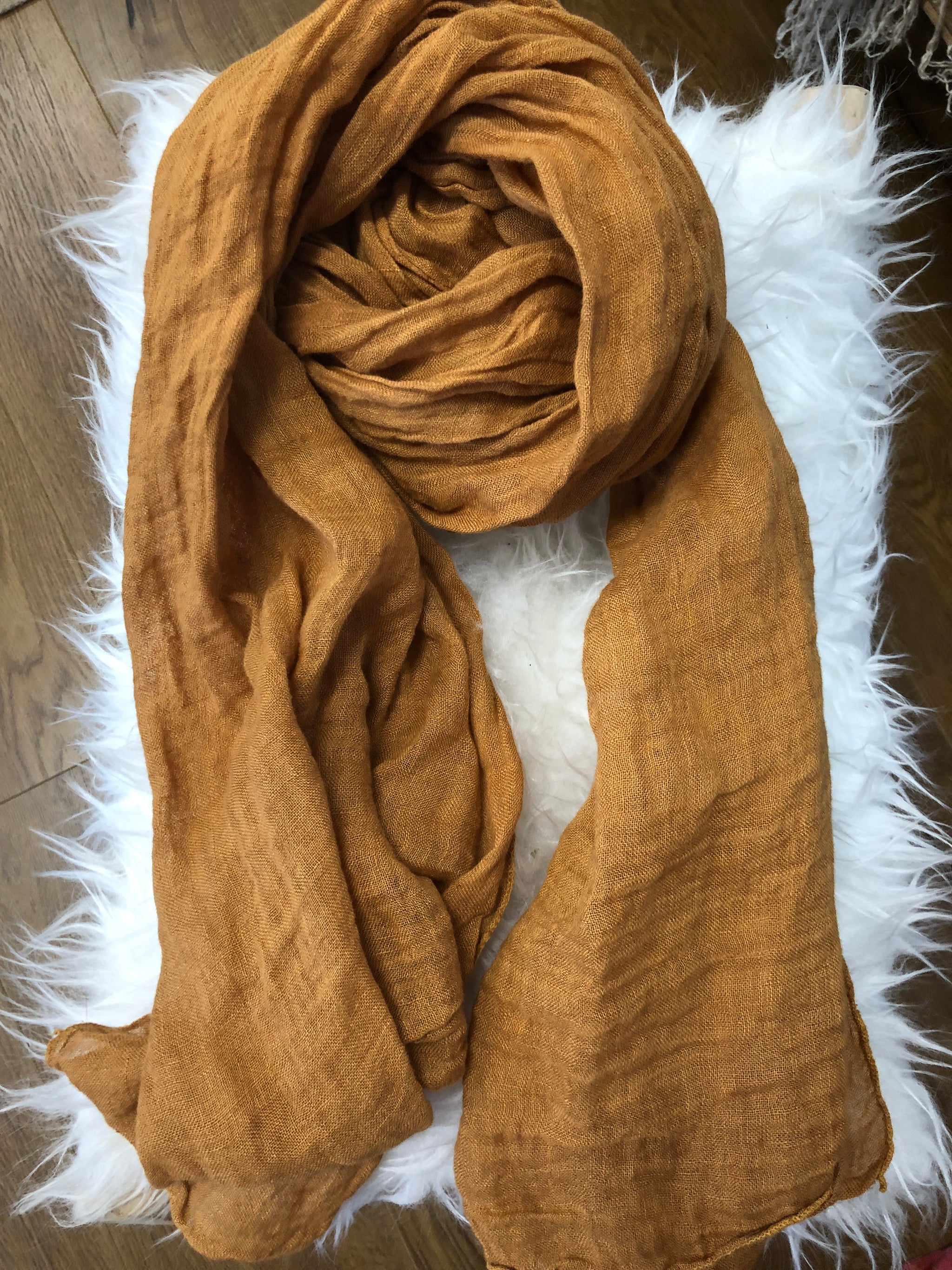 brown linen scarf