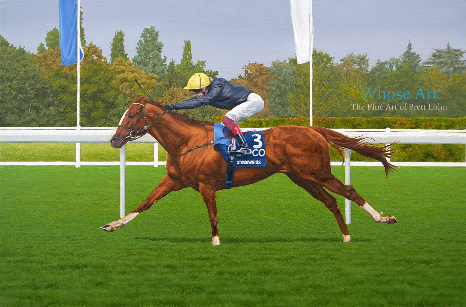 stradivarius horse painting. An oil painting of stradivarius racing at ascot ridden by dettori