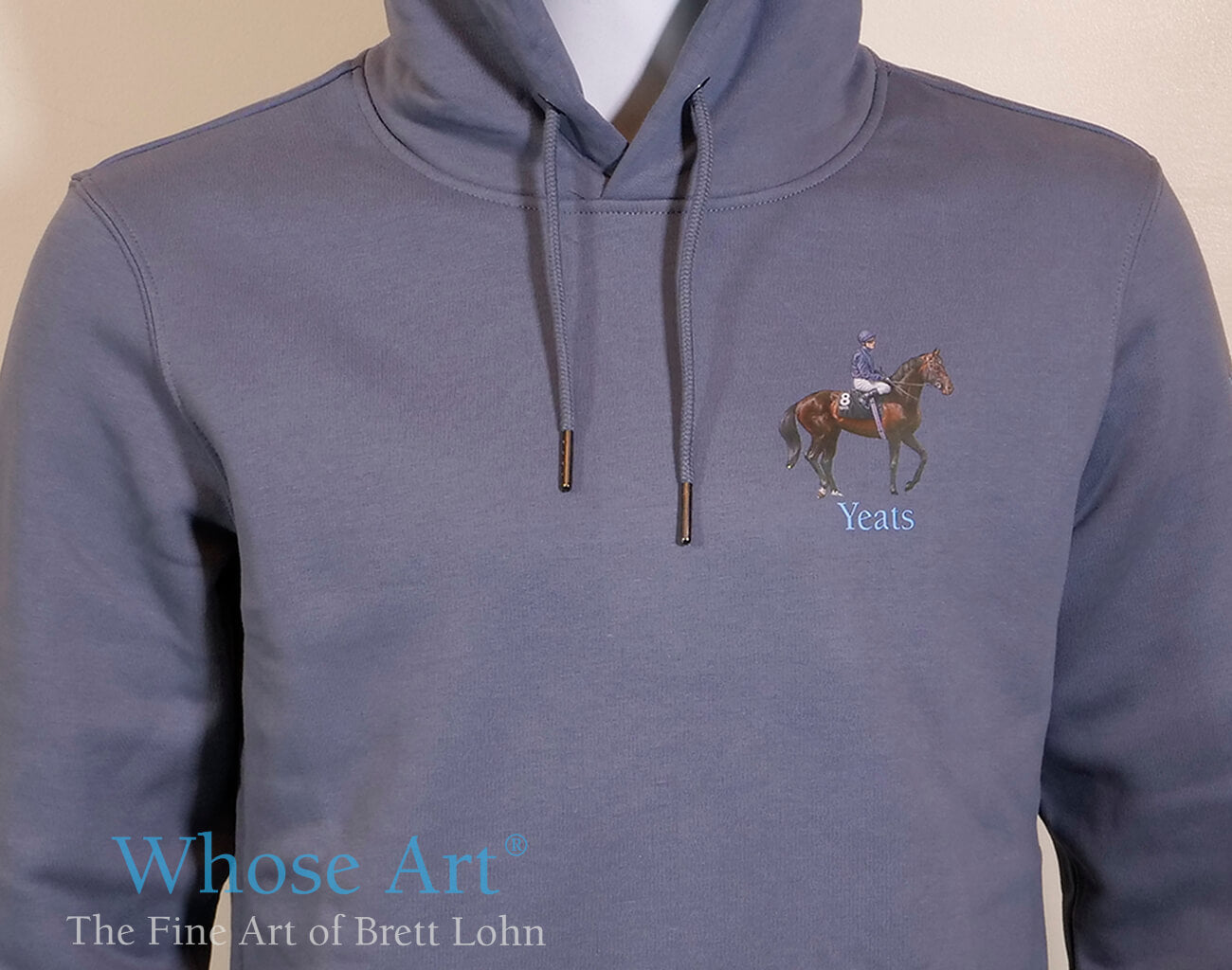 Yeats horse painting printed on a grey hoodie sweatshirt